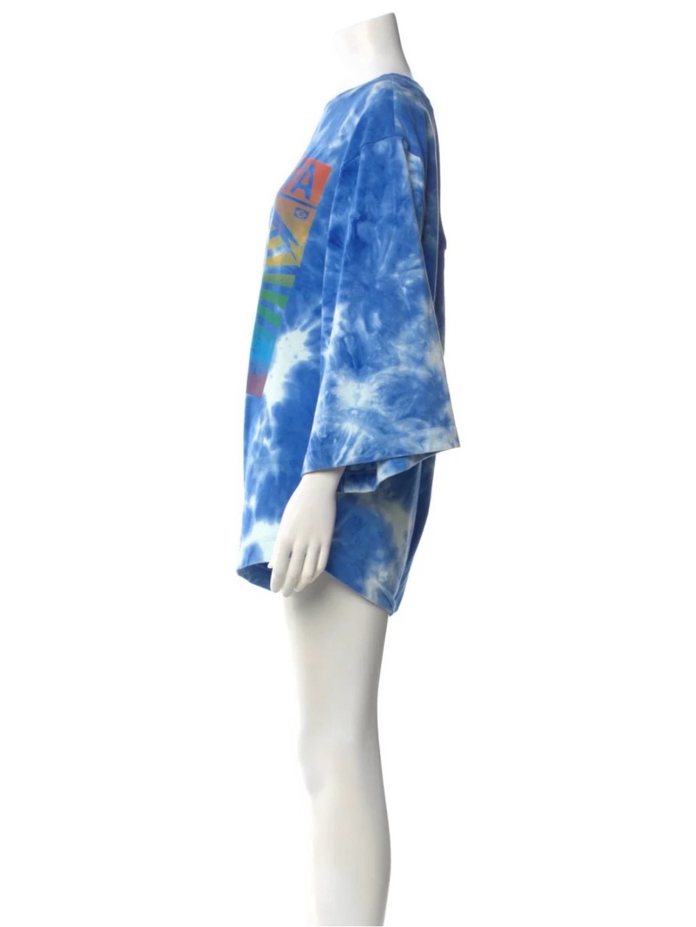 Farm Rio Blue Tie-Dye print crew neck jumpsuit with Da Terra Sunset Graphic - Picture 6 of 6